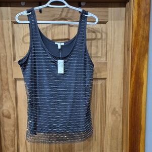 Maurices Black Metallic Mesh Tank Top